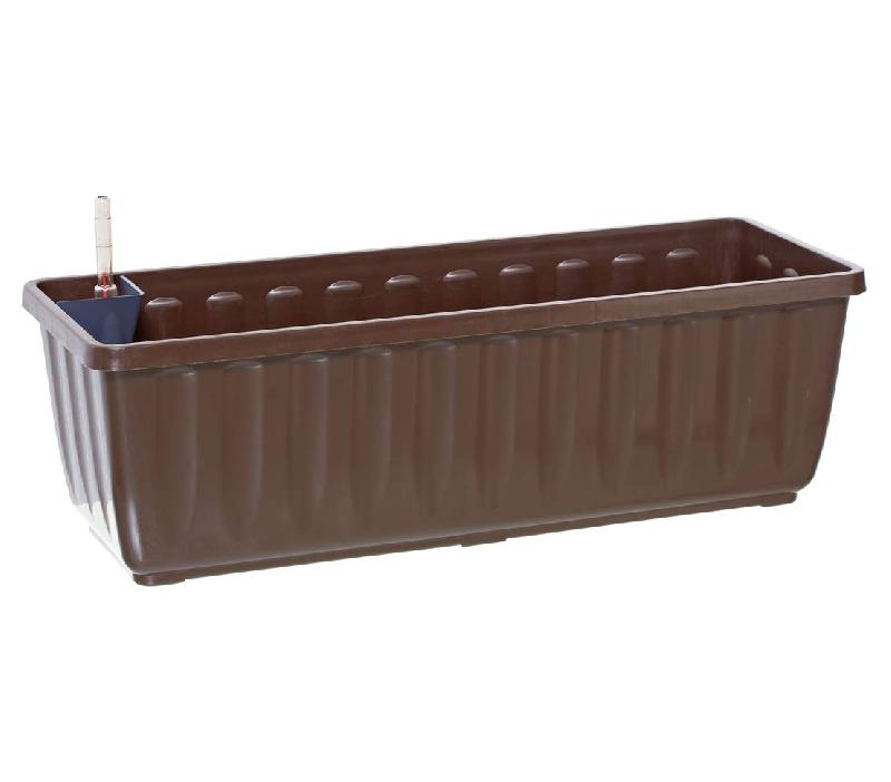 Dehner Aqua-Por Plus - Jardinière en plastique marron avec système d'arrosage, résistante au gel et aux UV_0