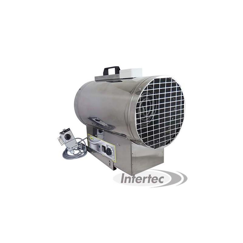 Aérotherme électrique rond Genemax - 6/9 kW, thermostat déporté, acier inoxydable, 650 m3/h_0