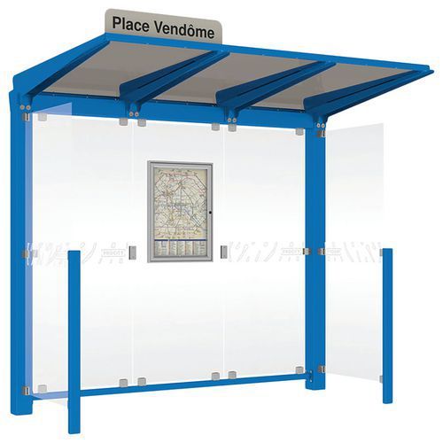 ABRI BUS VENISE 2.50 M AVEC BARDAGES LATÉRAUX - BLEU 5010 - PROCITY