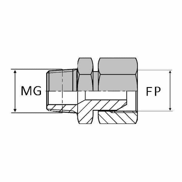 Adaptateur droit mâle gaz conique x femelle tournant NPSM - 3/8' , 14.41_0