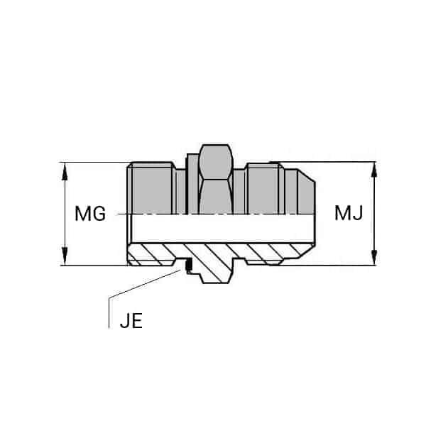 Adaptateurs - Droit mâle JIC - X mâle BSP forme E - 3/4' , 19.05 , 5/8' , 22.91_0
