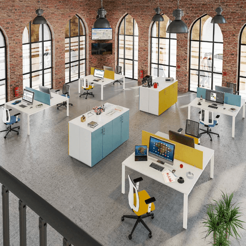 Bureau open space individuel ou collaboratif - système bench Aeris - Burocéan, esthétique épurée et ergonomique_0