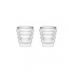 Aulica Tasses à café expresso double paroi vague 70ml - lot de 2 - transparent 216001_0