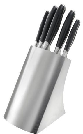 BLOC COUTEAU INCLINÉ INOX BROSSÉ + 5 COUTEAUX JUPITER
