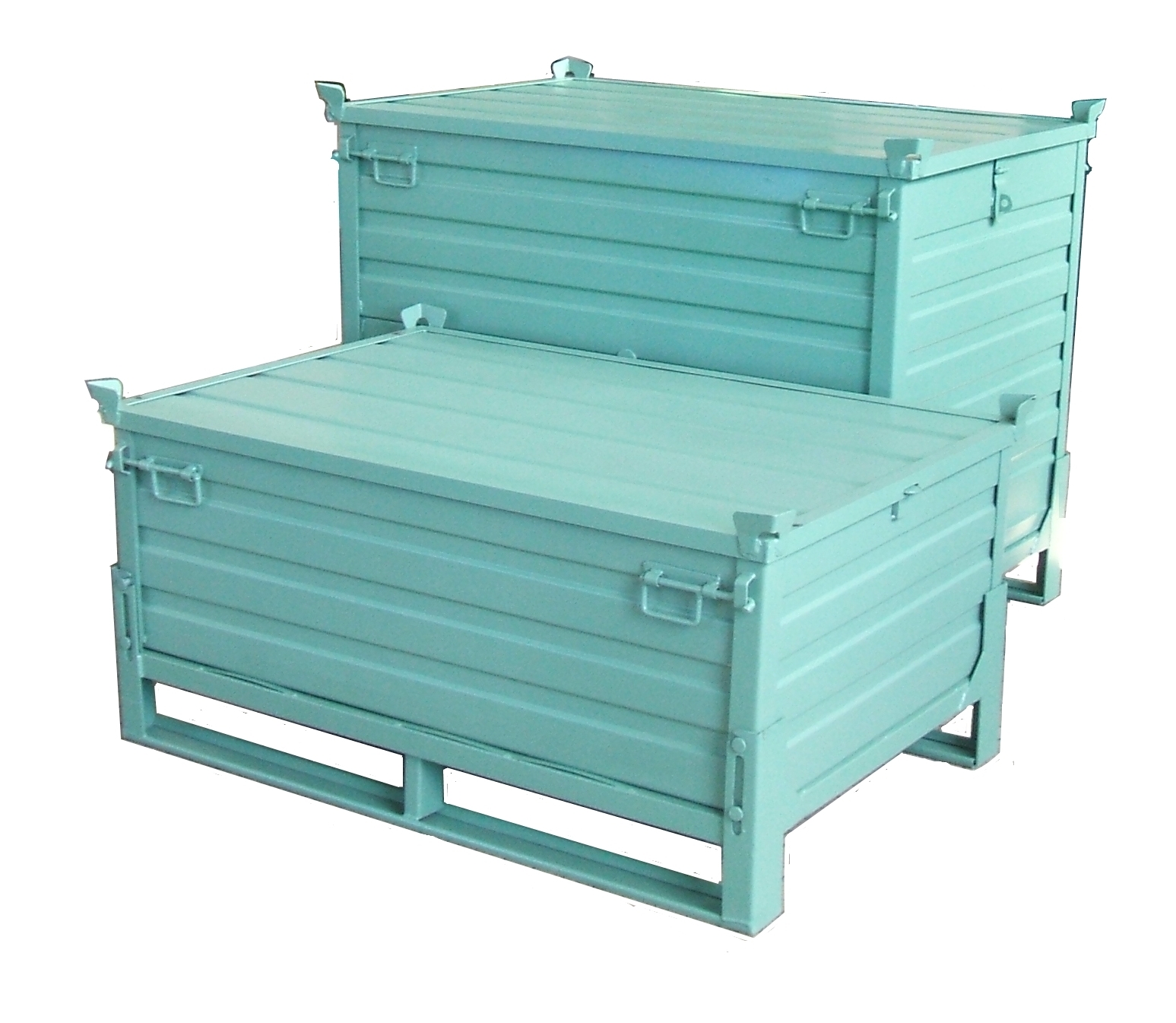 Caisse-palette métallique repliable - acier nervuré, gerbable, 340 & 680 litres_0