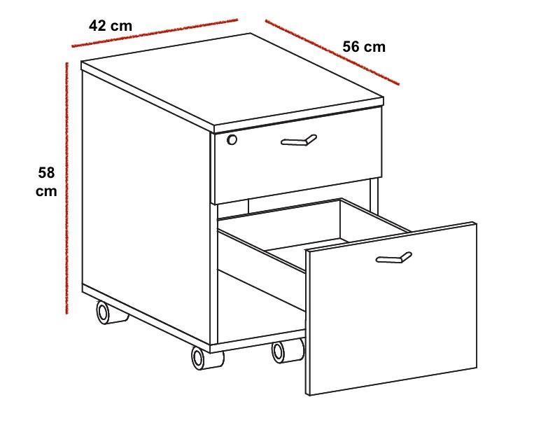 Caisson mobile avec tiroir pour dossiers suspendus - Quadrifoglio. - Béton_0