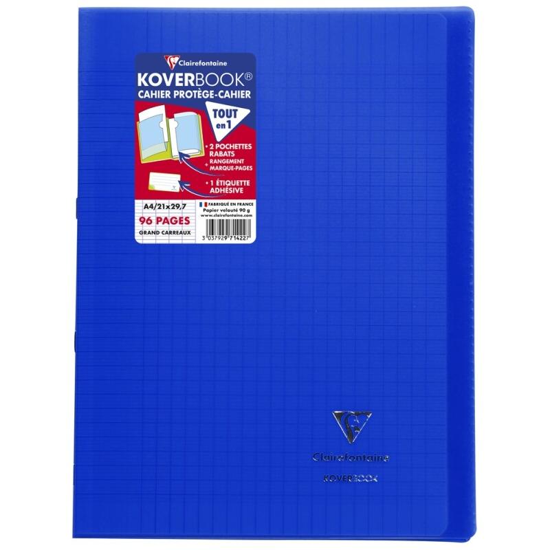 Clairefontaine Lot de 10 Cahier Kover Book A4, 96p./48 feuilles 90 g/m² piquées, couv. Transparente bleu marine, Séyès - 3037929714227_0