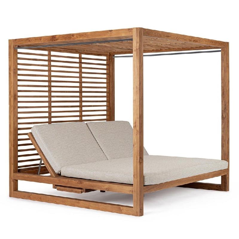 Daybed avec tablette Honolulu en teck normes FSC 200 x 210 x 200 cm_0
