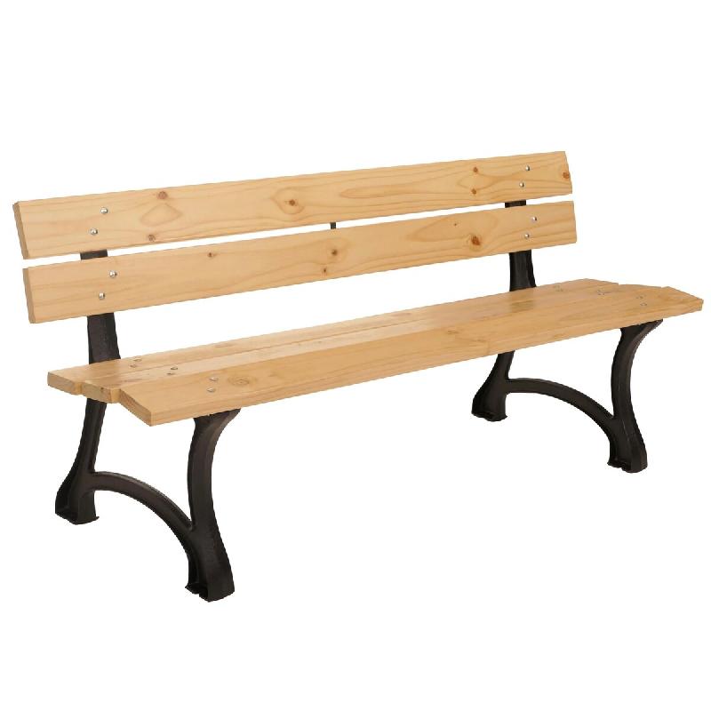 Décoshop26 - Banc de jardin avec dossier 3 places 170 cm style parc classique en bois de pin verni et fonte 04_0009567 - 3000267544061_0