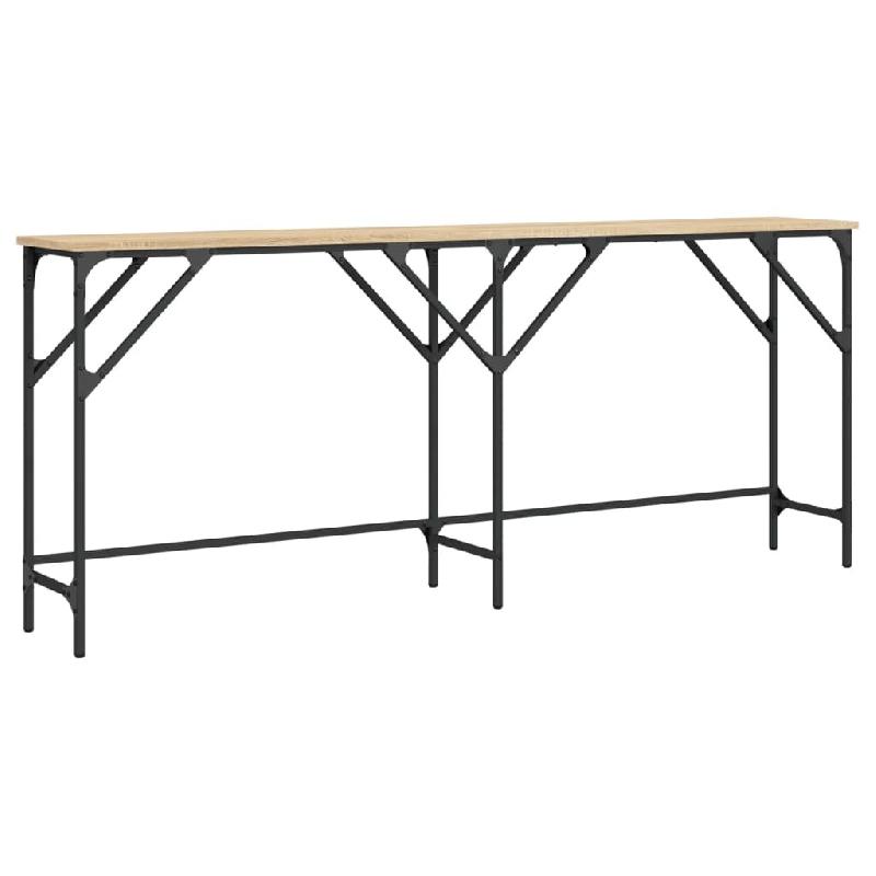 Décoshop26 - Table d'appoint design industriel 180 x 29 x 75 cm bois d'ingénierie couleur chêne et métal DEC031939 - métal 3000258723741_0