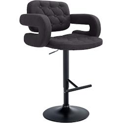Décoshop26 - Tabouret de bar x1 avec repose-pied et accoudoirs capitonné en tissu noir support en métal noir 10_0004795 - noir 3000252297514_0