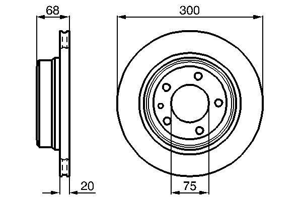 Disque de frein Bosch 0986478320 - boîte de 2 disques ventilés pour montage arrière - 5 trous_0
