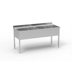 ERATOS - Plonge grande capacité AISI-304 18/10 - 1800x700 mm - 2 cuves 800x500x350 - FGB-187/20 - Acier inoxydable_0