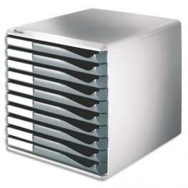 ESSELTE BLOC DE CLASSEMENT 10 TIROIRS A4 GRIS STRUCTURE GRISE 29X28,7X35,5CM LEITZ
