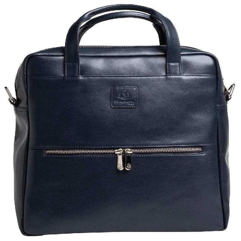 Exacompta - Réf. 17237E - Sac à dos ordinateur Exactive - cuir vachette bleu marine - compartiment protégé et poche fermée avec scratch - bleu cu_0