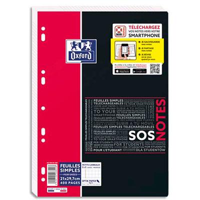 FEUILLETS MOBILES OXFORD SOS NOTES - 21 X 29,7 CM - PETITS CARREAUX - 400 PAGES