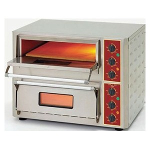 Four à pizza & bruschetta professionnel - 2 chambres 430 x 430 - quartz infrarouge 1050°C avec pierre réfractaire - PZ430D_0