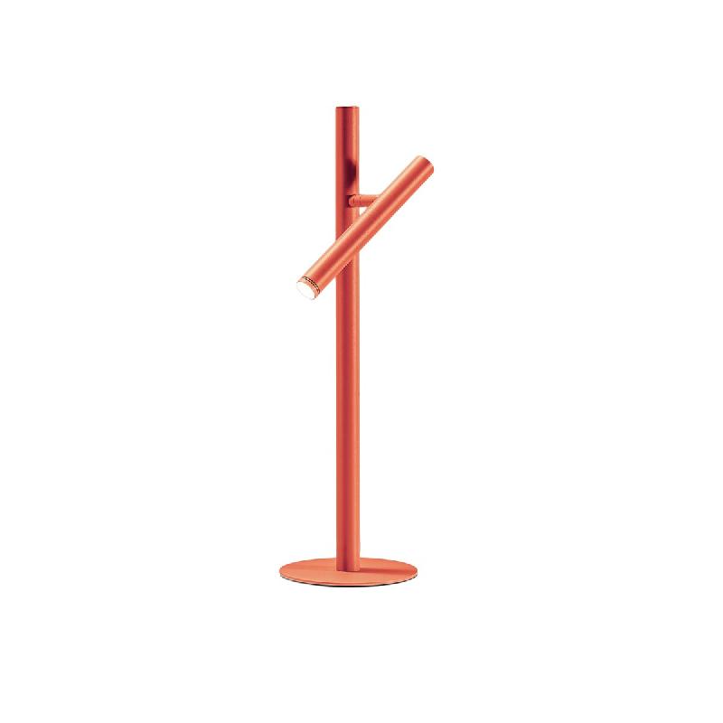 Gea Luce Lampe De Table Gealuce Gls En Aluminium Orange Brûlé - Lampe Led Orientable 5,4W Avec Variateur Push, 3000K, Faisceau 25°, Ip20, Design Mo_0