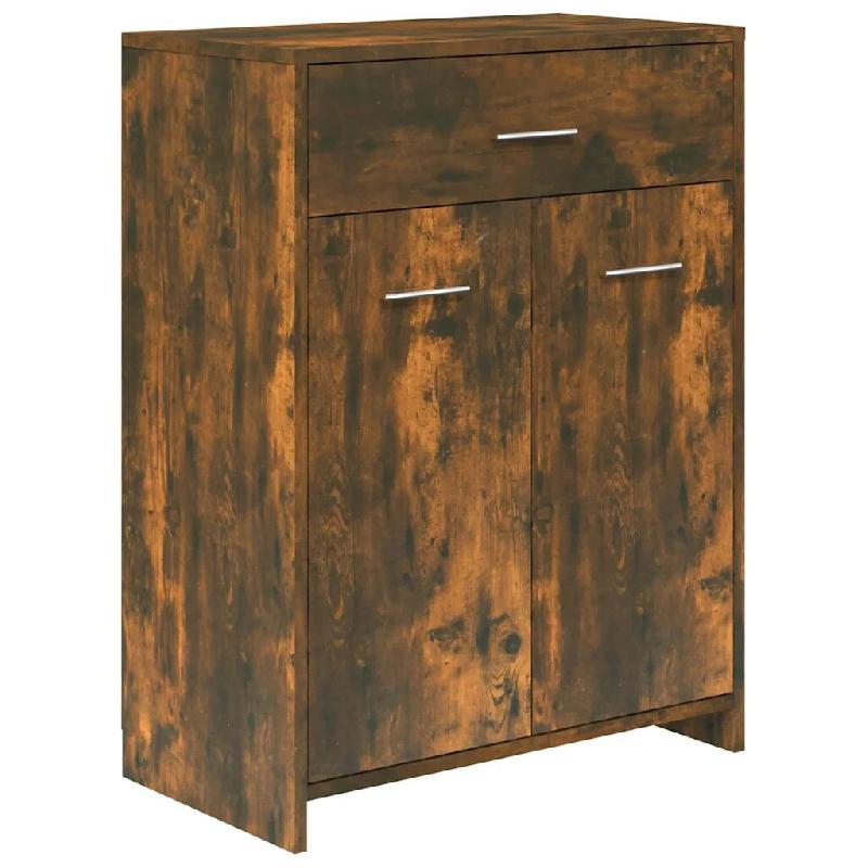 Helloshop26 - Armoire de bain classique chêne fumé 60 x 33 x 80 cm grand espace de rangement design élégant en bois d'ingénierie 02_0048240 - Boi_0