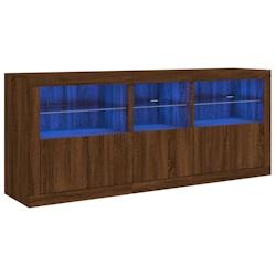 Helloshop26 - Buffet bahut commode armoire meuble de rangement organisateur cuisine salle de séjour salon avec lumières LED 162 x 37 02_0029904 - 30_0