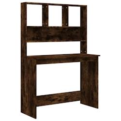 Helloshop26 - Bureau table poste de travail meuble d'ordinateur informatique étude avec étagères chêne fumé 102 x 45 x 148 cm bois 02_0023487 - 3_0