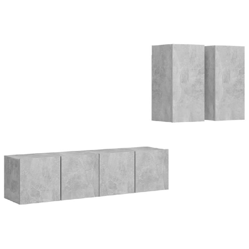 Helloshop26 - Ensemble de meubles armoire buffet TV télévision salon chambre séjour 4 pièces bois d'ingénierie gris 02_0024714 - gris Bois massif_0
