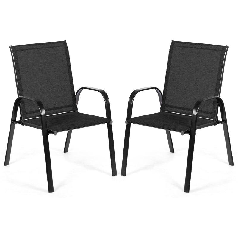 Helloshop26 - Lot de 2 chaises de patio jardin 56 x 72 x 90 cm confortables avec accoudoirs incurvés et tissu facile à sécher en 20_0011299 - 30002_0