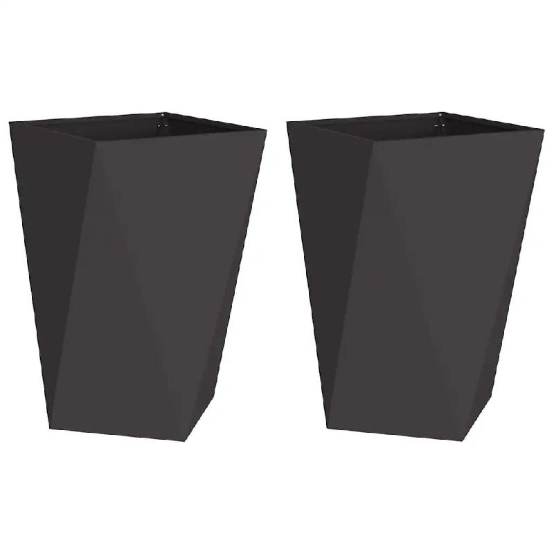 Helloshop26 - Lot de 2 jardinières rectangulaires modernes jardin terrasse 50 x 50 x 75 cm en acier noir 02_0053035 - noir acier 3000237723823_0