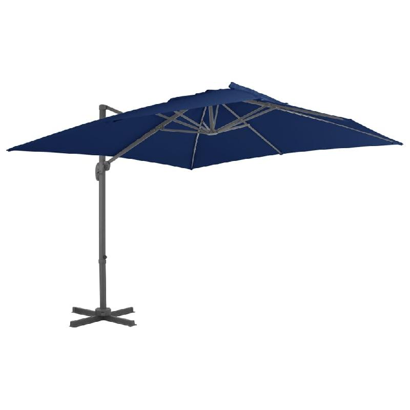 Helloshop26 - Parasol déporté avec mât en aluminium 3 x 3 m bleu azuré 02_0008483 - 3000452947769_0