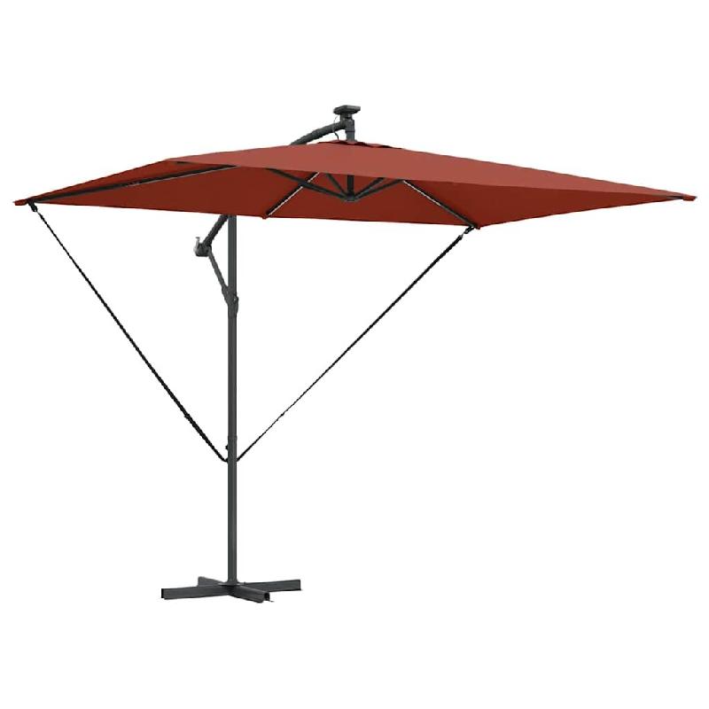 Helloshop26 - Parasol déporté en banane 294 x 200 x 270 cm ajustable durable design moderne en polyester terre cuite 02_0058770 - aluminium 30002407_0