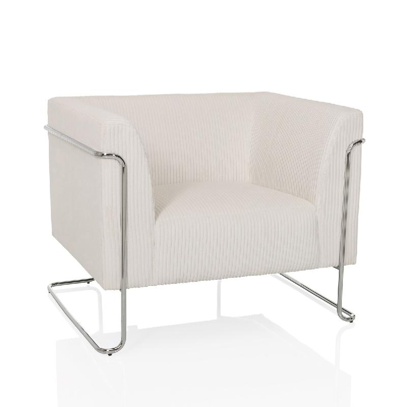 Hjh LIVING Fauteuil Lounge Curacao Cord 1-Place Tissu Blanc hjh OFFICE - blanc polyester 713517_0