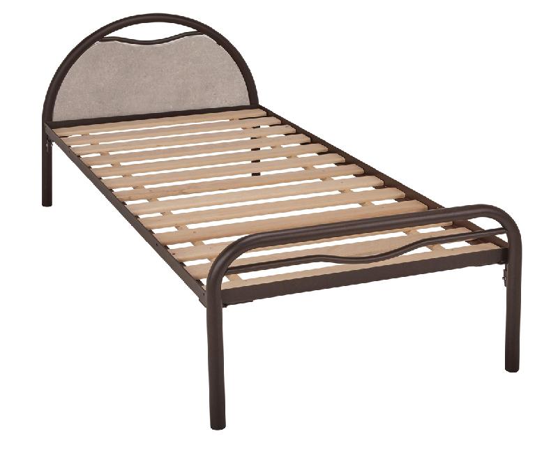 LIT TÊTE MÉTAL/PANNEAU BÉTON ALBA SOMMIER LATTE 90X190CM COLORIS BRUN GIVRÉ - MANUTAN COLLECTIVITÉS