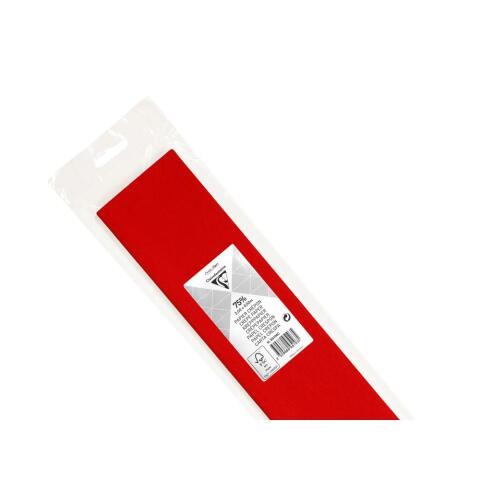 LOT DE 10 - PAPIER CRÉPON, SACHET DE 1 FEUILLE PLIÉE 75% AU FORMAT 2,50X0,50M - ROUGE