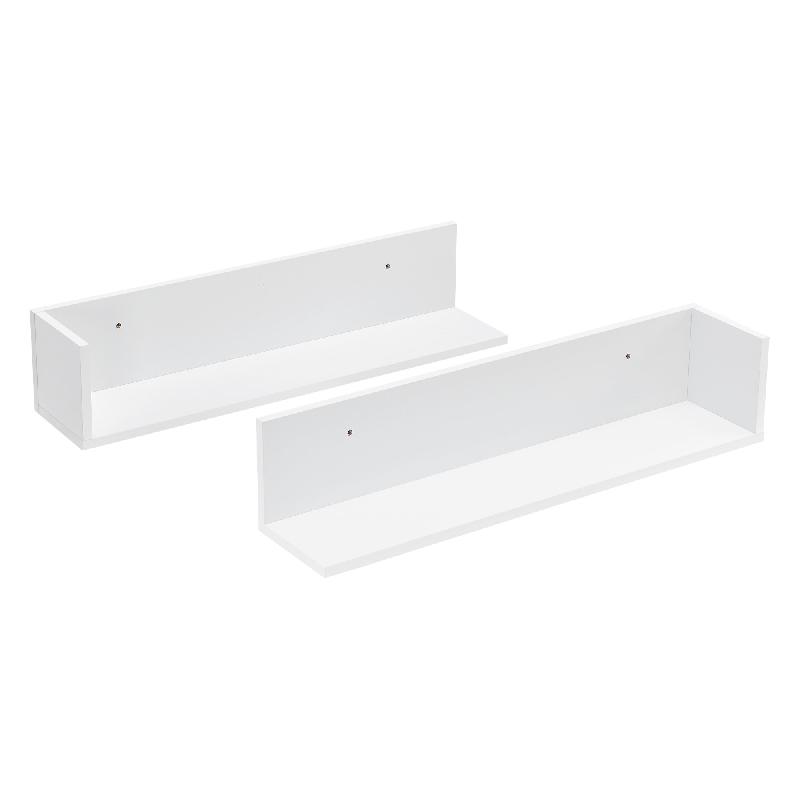 LOT DE 2 ÉTAGÈRES MURALES STYLÉES SET D\'ÉTAGÈRES FLOTTANTES DESIGN CAPACITÉ DE CHARGE 8 KG 75 CM BLANC 03_0005755_0