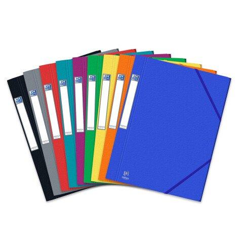 LOT DE 25 - CHEMISE 3 RABATS OXFORD EUROFOLIO+ PRESTIGE A4 AVEC ÉLASTIQUE COUVERTURE CARTE ASSORTI