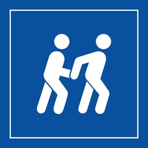 LOT DE 4 - PANNEAU ACCESSIBILITÉ, ASSISTANT PERSONNEL DISPONIBLE - 125 X 125 - BLEU - VINYLE SOUPLE AUTOCOLLANT