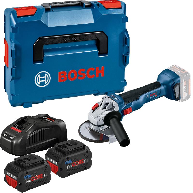 Meuleuse d'angle 18v gws 18v-10 + 2 batteries procore 5,5ah + chargeur + coffret l-boxx - BOSCH - 767641_0
