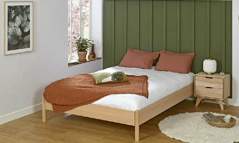 PACK LIT MALAU + MATELAS  BOIS NATUREL 160X200 CM/OPT:MATELAS HAVEL HD