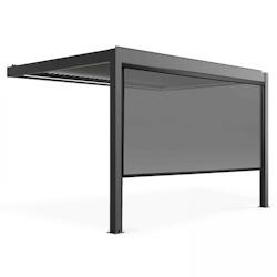 Oviala Business - Pergola bioclimatique adossée motorisée et éclairée 3x4m avec 1 store - Gris aluminium 109358_0