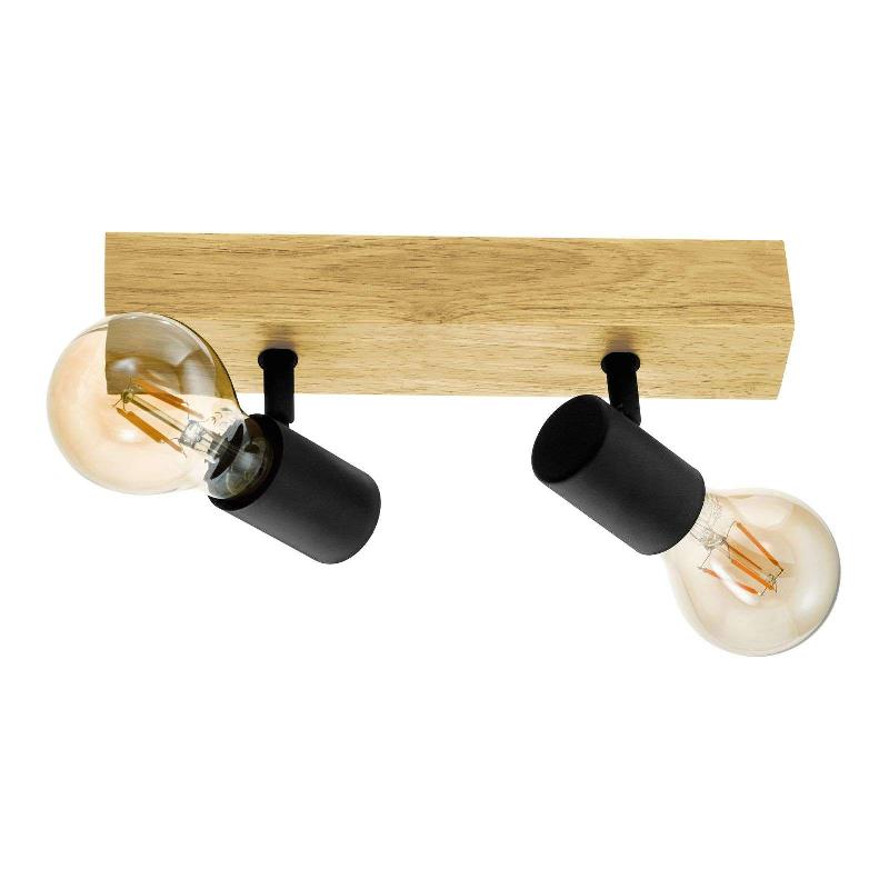 EGLO PLAFONNIER TOWNSHEND 3 EN BOIS À 2 LAMPES