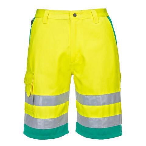 PORTWEST L043 SHORT EN POLY-COTON LÉGER HAUTE VISIBILITÉ JAUNE/THÉAL - TAILLE S