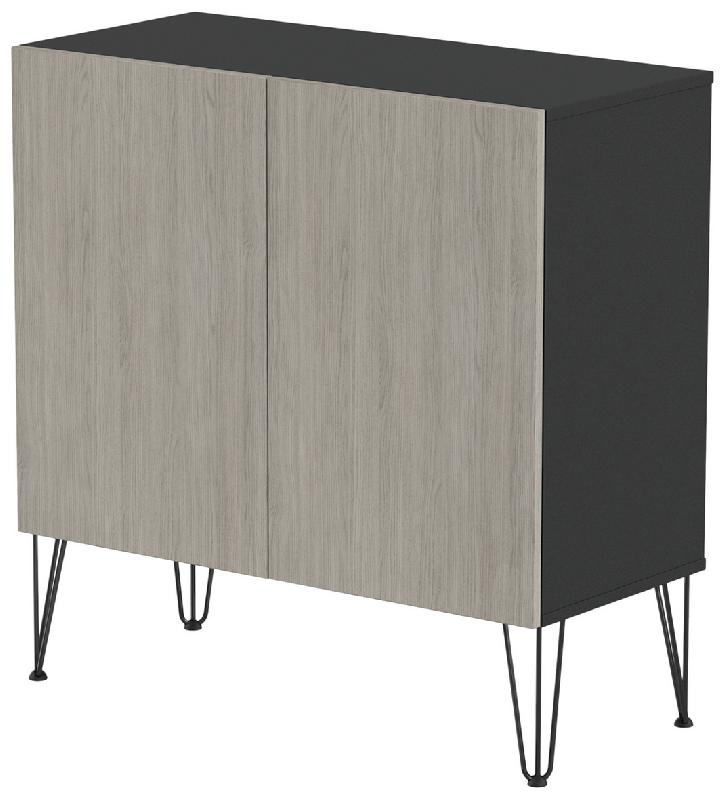 RANGMENT MI-HAUT JAVA 80 CM 2 PORTES NOIR/CHÊNE GRIS - MANUTAN COLLECTIVITÉS