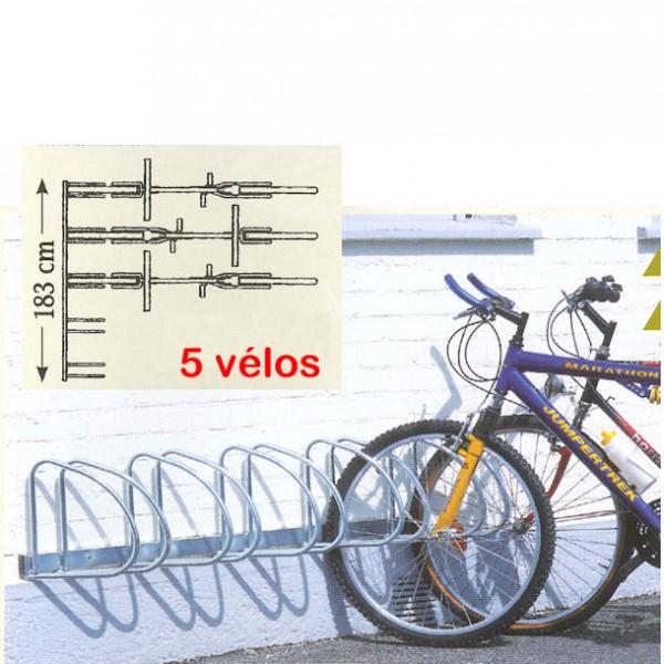 Support mural pour vélos 5 places