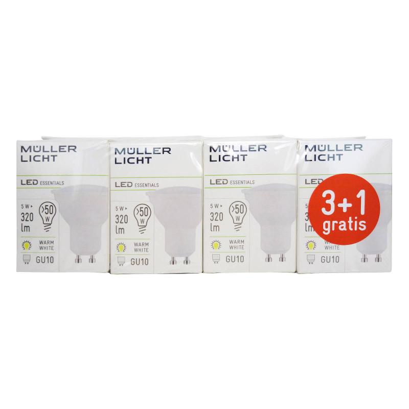MÜLLER-LICHT RÉFLECTEUR LED GU10 5W 2 700K LOT 3+1 320LM MAT