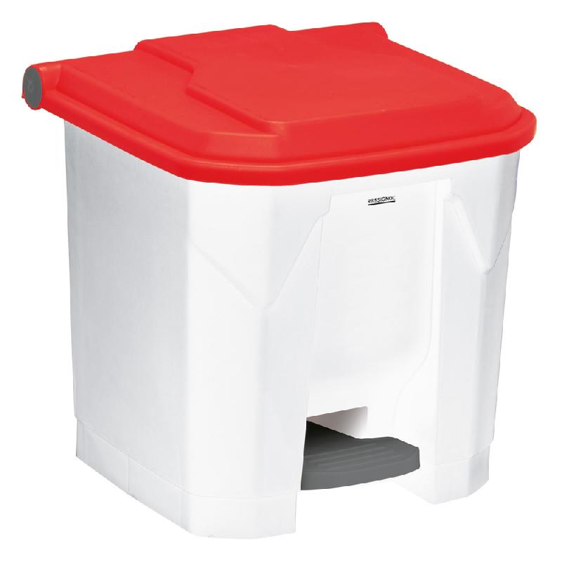 ROSSIGNOL Poubelle à pédale haccp 30 L Utilo - blanc / rouge_0