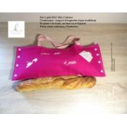 Sac à pain horizontal - Kel' Idée Couture - tissu coton fuchsia décoré, doublé rose pâle, 52x22 cm_0