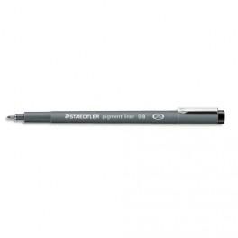 STAEDTLER FEUTRE POINTE CALIBRÉE BAGUÉE MÉTAL 0,8MM, ENCRE NOIRE PIGMENTÉE INFALSIFIABLE RÉSISTE AUX UV