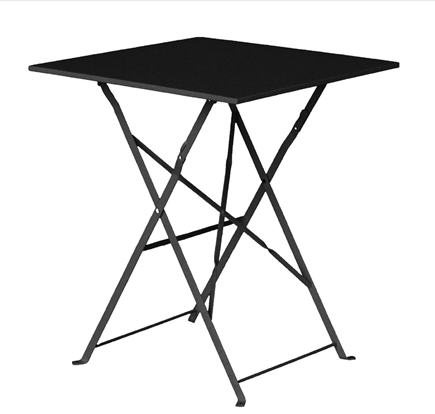 Table de terrasse carrée en acier bolero noire 600mm_0