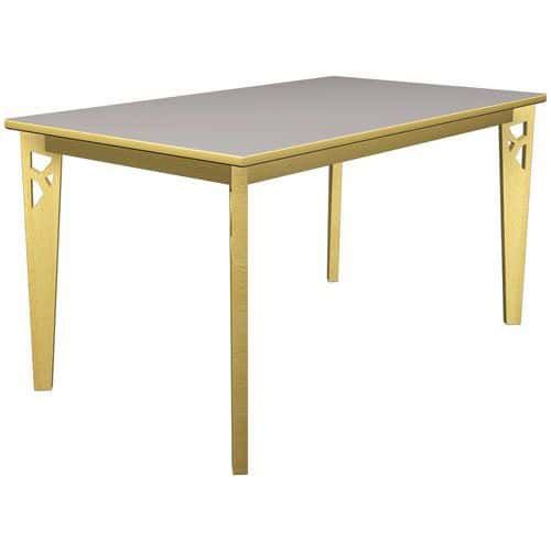 TABLE IRISS 140 X 80 CM 4P - STRAT GRIS ARGILE/HÊTRE NATUREL