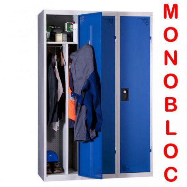 Vestiaire industrie salissante 3 cases monobloc - Anthracite - Conformité AFNOR D 65-760 - Rolléco_0